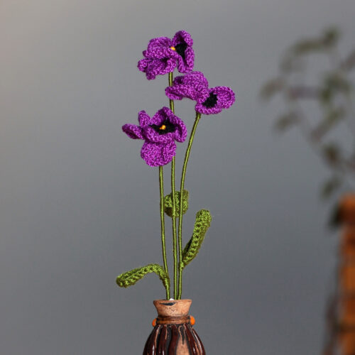 3-Piece Purple Pansy Home Accent Set Handmade in Armenia, 'Purple Pansy Spring' 3-Piece Purple Pansy Home Accent Set Handmade in Armenia, 'Purple Pansy Spring'