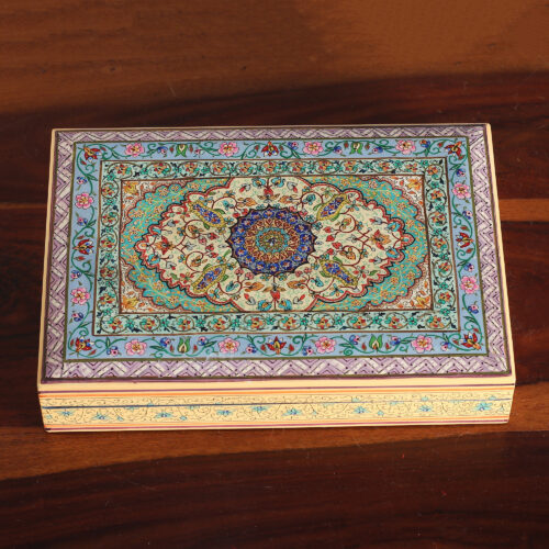 Artisan-Made Painted Wood and Papier Mache Decorative Box, 'Mandala Spring' Artisan-Made Painted Wood and Papier Mache Decorative Box, 'Mandala Spring'