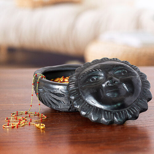 Barro Negro Decorative Box, 'Placid Sun' Barro Negro Decorative Box, 'Placid Sun'
