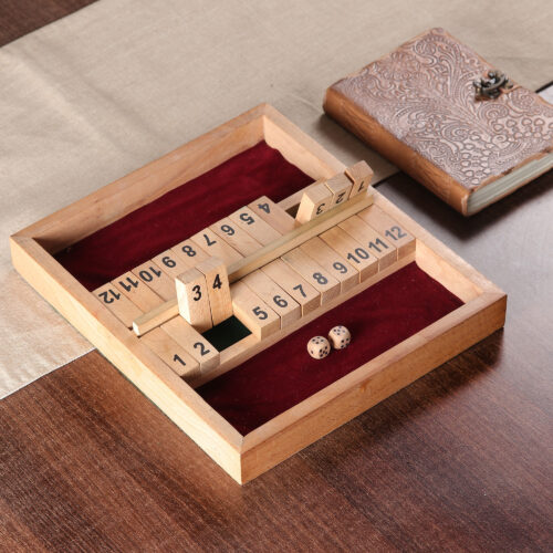 Beech Wood Shut the Box Game Set Handcrafted in India, 'Shut the Box' Beech Wood Shut the Box Game Set Handcrafted in India, 'Shut the Box'