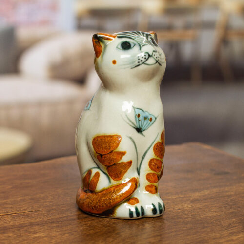 Cat Themed Ceramic Figurine Hand-Painted in Mexico, 'Traditional Cat' Cat Themed Ceramic Figurine Hand-Painted in Mexico, 'Traditional Cat'