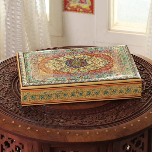 Classic Hand-Painted Wood Decorative Box Crafted in India, 'Persian Dreams' Classic Hand-Painted Wood Decorative Box Crafted in India, 'Persian Dreams'