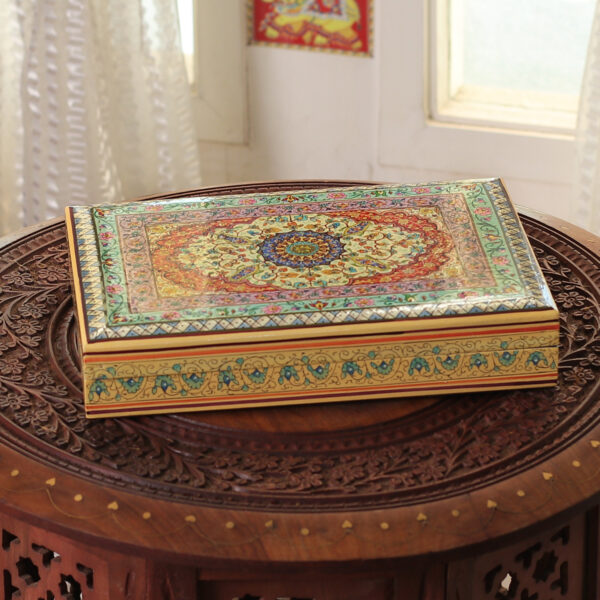 Classic Hand-Painted Wood Decorative Box Crafted in India, 'Persian Dreams' Classic Hand-Painted Wood Decorative Box Crafted in India, 'Persian Dreams'