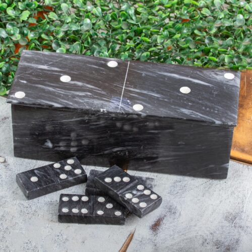 Dark Grey Marble Domino Set with Storage Box (9 Inch), 'Fascinating Challenge' Dark Grey Marble Domino Set with Storage Box (9 Inch), 'Fascinating Challenge'