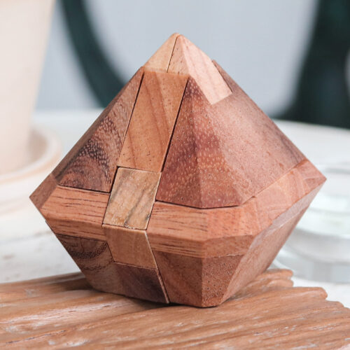 Diamond-Shaped Raintree Wood Puzzle from Thailand, 'Brilliant Diamond' Diamond-Shaped Raintree Wood Puzzle from Thailand, 'Brilliant Diamond'
