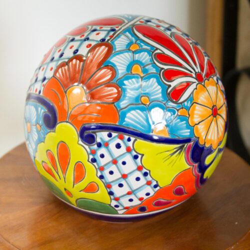 Floral Talavera-Style Ceramic Decorative Accent from Mexico, 'Summer Designs' Floral Talavera-Style Ceramic Decorative Accent from Mexico, 'Summer Designs'