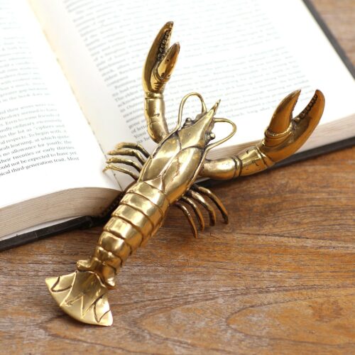Hand Made Antique Finish Brass Lobster Statuette, 'Lobster Companion' Hand Made Antique Finish Brass Lobster Statuette, 'Lobster Companion'