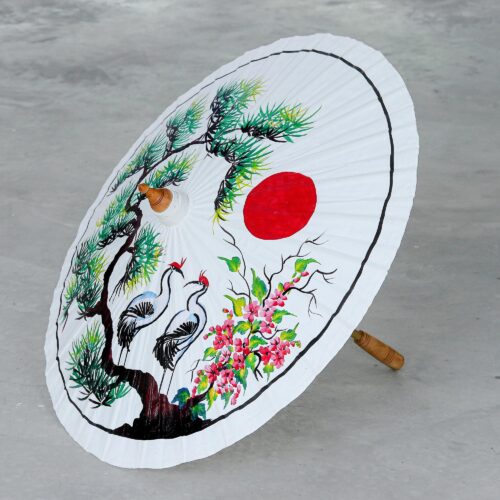 Hand-Painted Cotton Parasol with Bamboo Frame, 'Tree of Love' Hand-Painted Cotton Parasol with Bamboo Frame, 'Tree of Love'
