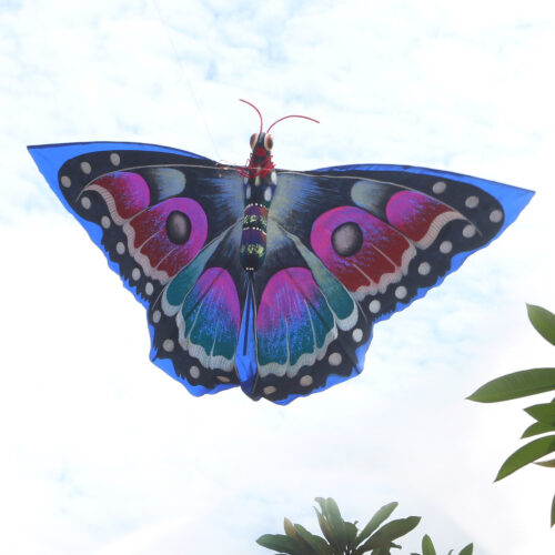 Hand Painted Nylon Blue Balinese Butterfly Kite, 'Tropical Butterfly' Hand Painted Nylon Blue Balinese Butterfly Kite, 'Tropical Butterfly'