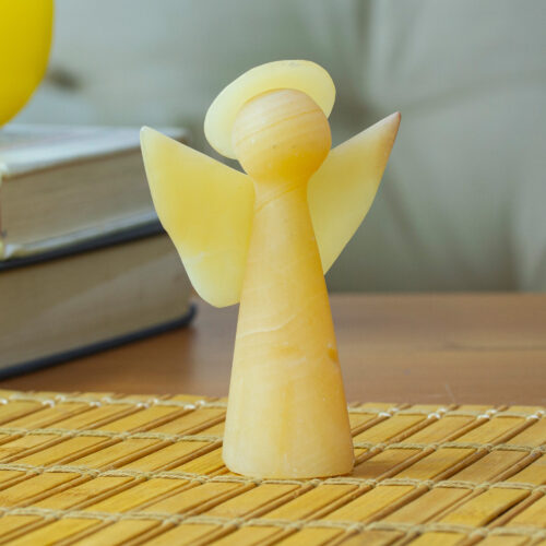 Handcrafted Onyx Angel Statuette from Mexico, 'Warm Heaven' Handcrafted Onyx Angel Statuette from Mexico, 'Warm Heaven'