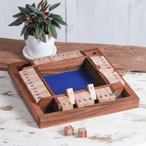 Handcrafted Rain Tree Wood Shut the Box Game from Thailand, 'Shut The Box' Handcrafted Rain Tree Wood Shut the Box Game from Thailand, 'Shut The Box'
