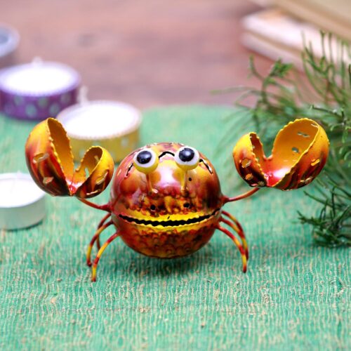 Handcrafted Steel Crab Decorative Accent from Bali, 'Bright Crab' Handcrafted Steel Crab Decorative Accent from Bali, 'Bright Crab'