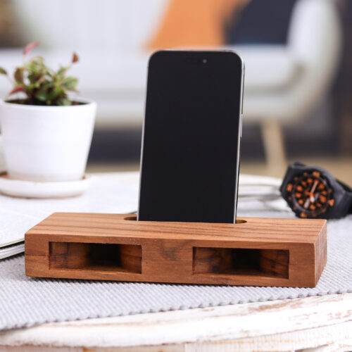Handcrafted Teak Wood Phone Speaker from Thailand, 'Teak Symphony' Handcrafted Teak Wood Phone Speaker from Thailand, 'Teak Symphony'