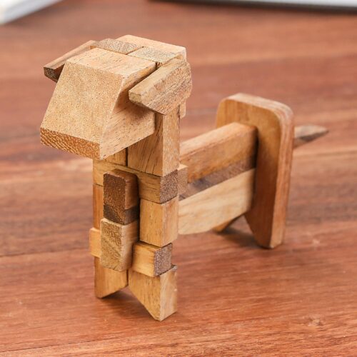 Handcrafted Wood Dog-Shaped Puzzle from Thailand, 'Excited Puppy' Handcrafted Wood Dog-Shaped Puzzle from Thailand, 'Excited Puppy'