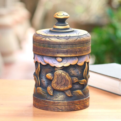 Handmade Mahogany Turtle Motif Lidded Box from Bali, 'Turtle Paradise' Handmade Mahogany Turtle Motif Lidded Box from Bali, 'Turtle Paradise'