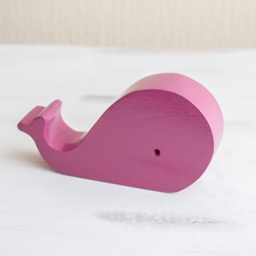 Handmade Pink Whale Phone Stand, 'Pink Whale' Handmade Pink Whale Phone Stand, 'Pink Whale'