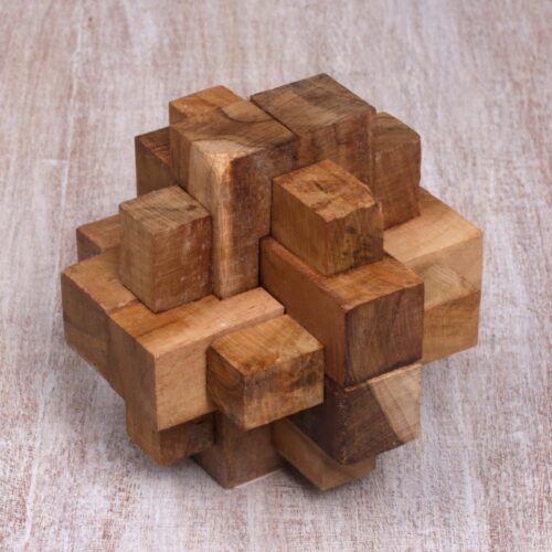 Javanese Artisan Crafted Recycled Teak Wood Puzzle, 'Don't Forget' Javanese Artisan Crafted Recycled Teak Wood Puzzle, 'Don't Forget'