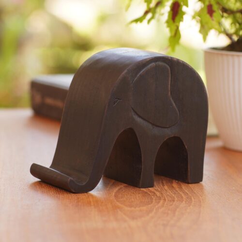 Jempinis Wood Elephant Phone Holder, 'An Elephant Never Forgets' Jempinis Wood Elephant Phone Holder, 'An Elephant Never Forgets'