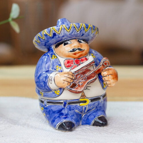 Mexican Handcrafted Ceramic Decorative Accent, 'Blue Mariachi Violin' Mexican Handcrafted Ceramic Decorative Accent, 'Blue Mariachi Violin'