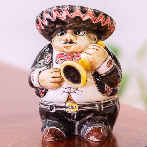 Mexican Handcrafted Ceramic Mariachi Trumpet Bank, 'Mariachi Trumpet' Mexican Handcrafted Ceramic Mariachi Trumpet Bank, 'Mariachi Trumpet'