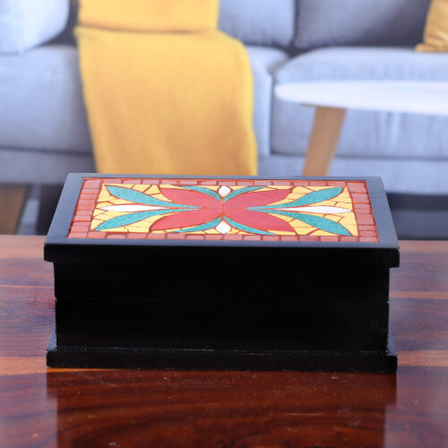 Mosaic decorative box, 'Poinsettia' Mosaic decorative box, 'Poinsettia'