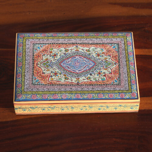 Painted Floral Weeping Willow Wood Decorative Box from India, 'Celestial Bouquet' Painted Floral Weeping Willow Wood Decorative Box from India, 'Celestial Bouquet'