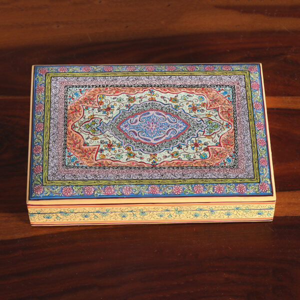 Painted Floral Weeping Willow Wood Decorative Box from India, 'Celestial Bouquet' Painted Floral Weeping Willow Wood Decorative Box from India, 'Celestial Bouquet'