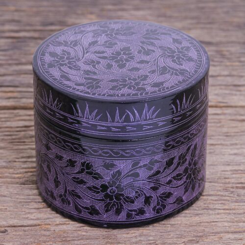 Purple Lacquerware Mango Wood Box, 'Nostalgic Memory in Purple' Purple Lacquerware Mango Wood Box, 'Nostalgic Memory in Purple'