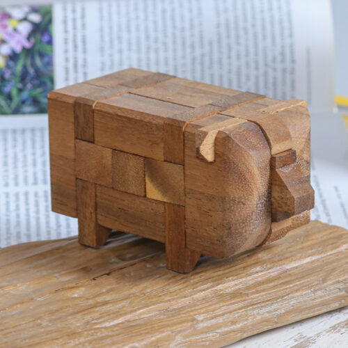 Rain Tree Wood Pig Puzzle from Thailand, 'Piggy Puzzle' Rain Tree Wood Pig Puzzle from Thailand, 'Piggy Puzzle'