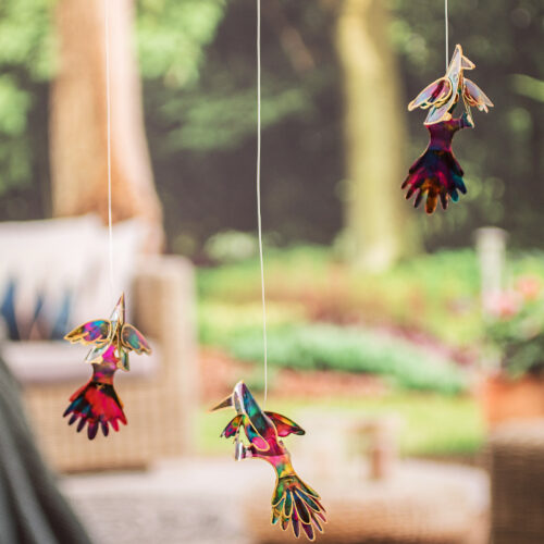 Recycled Plastic Mobile with Three Colorful Hummingbirds, 'Eden's Flight' Recycled Plastic Mobile with Three Colorful Hummingbirds, 'Eden's Flight'