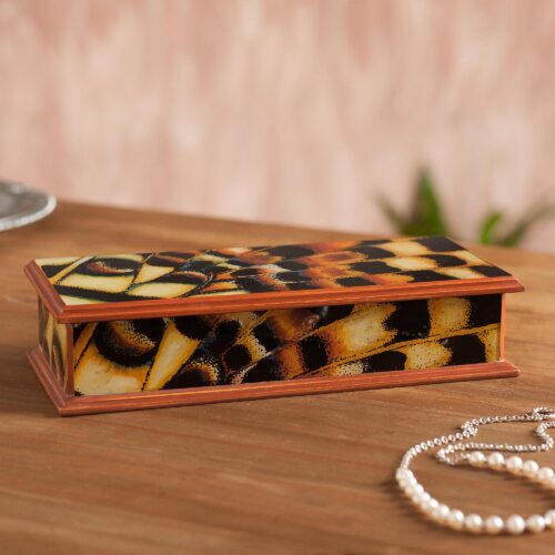 Reverse-Painted Glass Decorative Box from Peru, 'Butterfly Dream' Reverse-Painted Glass Decorative Box from Peru, 'Butterfly Dream'