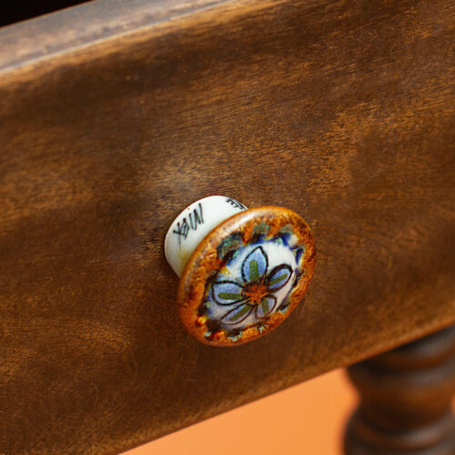 Set of 4 Floral Themed Ceramic Knobs Hand-Painted in Mexico, 'Floral Handiness' Set of 4 Floral Themed Ceramic Knobs Hand-Painted in Mexico, 'Floral Handiness'