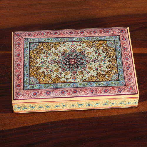 Spring-Themed Polished Hand-Painted Wood Decorative Box, 'Arcadian Garden' Spring-Themed Polished Hand-Painted Wood Decorative Box, 'Arcadian Garden'