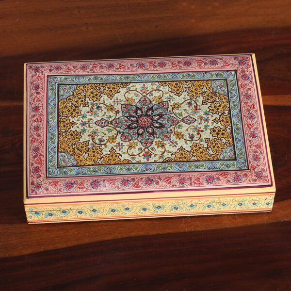 Spring-Themed Polished Hand-Painted Wood Decorative Box, 'Arcadian Garden' Spring-Themed Polished Hand-Painted Wood Decorative Box, 'Arcadian Garden'
