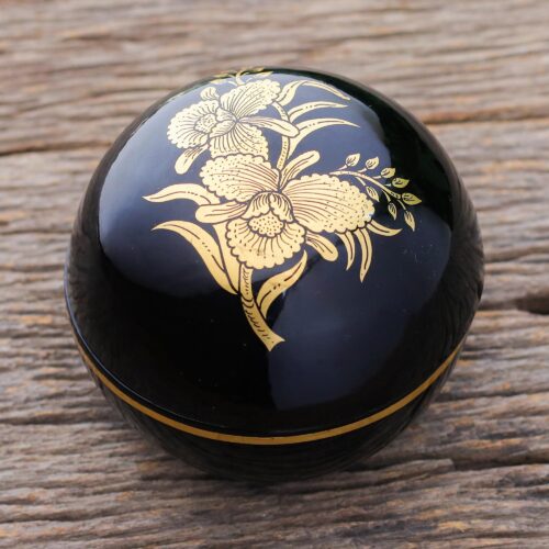 Thai Lacquerware Box with Orchid Motif, 'Orchid Song' Thai Lacquerware Box with Orchid Motif, 'Orchid Song'