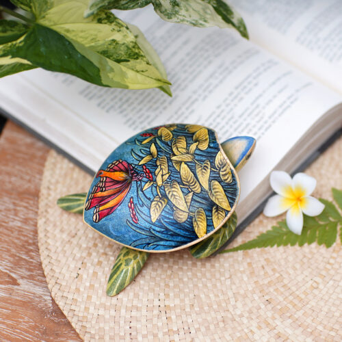 Turtle Shaped Decorative Box with Butterfly Images, 'Butterfly Turtle' Turtle Shaped Decorative Box with Butterfly Images, 'Butterfly Turtle'